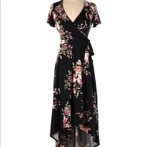 Fortune + Ivy Brushed Knit Maxi Dress Tie-Waist